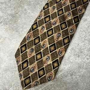 Ferrell Reed Necktie Mens OS Brown Geometric Silk Handmade Italy for Nordstrom